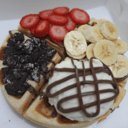 Foto de wafle helado fresa