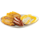 Foto de Patacones, salchichas y huevos