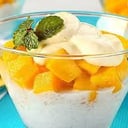 Foto de melocotones con chantilly