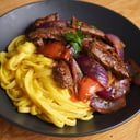 Foto de Fetuccini a la huancaína con Lomo Saltado