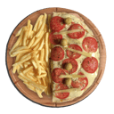 Foto de Lomo pizza con papas fritas