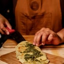 Foto de Pita gouda y peperoni.