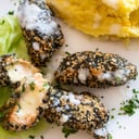 Foto de Trenzita de salmón con rissoto y puré de espinacas 