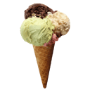 Foto de Helado triple de crema o de fruta de agua en barquillo