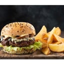 Foto de Hamburguesa de ternera, con hongos, queso azul y mayonesa ahumada