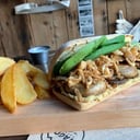 Foto de Sándwich vegetariano de espinaca y hongos