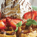 Foto de wafle con helado 