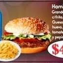 Foto de hamburguesa grande marca paty mas lata de gaseosa
