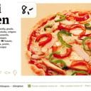 Foto de PIZZA CHICKEN, tomate , mozzarella, gouda, pollo, pimiento, cebolla, orégano