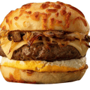 Foto de HAMBURGUESA CASERA MAX CON CHAMPIÑONES, QUESO Y CEBOLLA CARAMELIZADA