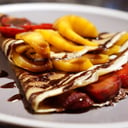 Foto de Crepe de durazno con fresa y nutella
