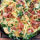 Foto de Pastas con camarones y tocineta