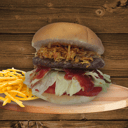 Foto de HAMBURGUESA VACUNO NORMAL + PAPAS FRITAS.