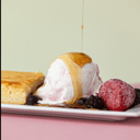 Foto de Postre cheese cake con helado