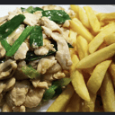 Foto de Carne o Cerdo o pollo mongoliano con champiñones