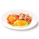 Foto de Huevos al gusto (2pza) acompañados de frijoles refritos con tortillas hechas a mano (3pza) o pan 