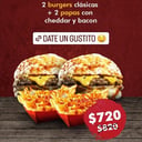 Foto de 2 clasicas + 2 papas cheddar y bacon
