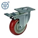 Foto de RUEDA PVC ANTE 75MM CON FRENO (ROJO/NEGRO)