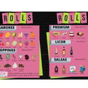 Foto de HELADOS EN ROLLO CON BASE DE VAINILLA O YOGURT + ELECCION DE TOPPINGS, LICOR Y SALSAS