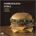 Foto de COMBO HAMB DOBLE + PAPAS + AGUA 500 CC O GASEOSA 500 CC