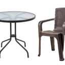 Foto de Mesa redonda negra con vidrio 80 cm +  2 sillas Manu REY 