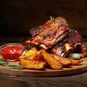 Foto de Baby Ribs con Papas Fritas Canasta