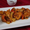Foto de Brochetas de pollo ( 2 palitos ) + papas +Choclo