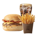 Foto de Hamburguesa de Campo con papas y bebida