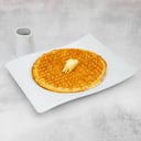 Foto de waffles con jamón ahumado y syrup