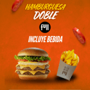 Foto de Combo Hamburguesa doble con queso y huevo + papas fritas + bebida