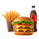 Foto de Combo de Hamburguesa Doble con Queso con papas y bebida