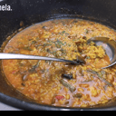 Foto de Arroz con gambas, calamares y verduritas.