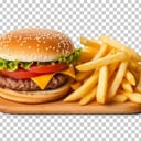 Foto de hamburguesa completa +fritas