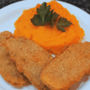 Foto de Milanesas de Berenjena con puré de calabaza