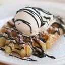 Foto de waffle con helado