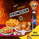 Foto de pollo + papas + ensalada + pepsi de 1,5ml