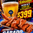 Foto de TODOS LOS VIERNES y SÁBADOS, DISFRUTA DE UNA ORDEN MEDIANA DE BONELESS O ALITAS  EN LA COMPRA DE UN TRITON DE 5 LITROS