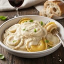 Foto de Sorrentinos de jamón y queso con salsa blanca