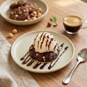 Foto de Galleta Artesanal de Chocolate y nueces y bola de helado 