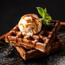 Foto de Wafle con dulce de leche y helado