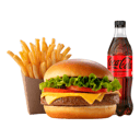 Foto de Hamburguesa con Queso con papas y bebida