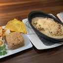 Foto de Filete de Robalo al Gratin en crema de camarones*** Sea bass fillet sea bass fillet au gratin in shrimp cream.