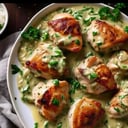 Foto de MEDALLONES DE POLLO EN SALSA DE HIERBAS CON PAPAS RUSTICAS