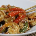 Foto de wok de langostinos