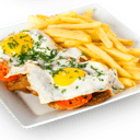 Foto de Milanesa a caballo + guarnición