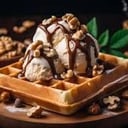 Foto de Waffles con helado y nueces