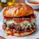Foto de Hamburguesa doble con Pepperoni y Muzarella.